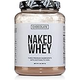 NAKED Whey Chocolate Protein Powder - Only 3 Ingredients - Grass Fed Whey Protein Powder, Organic Chocolate and Organic Coconut Sugar, No GMO, No Soy, and Gluten Free - 24 Servings