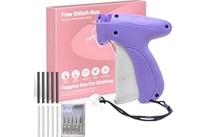 ILORVIUN Stitch Gun for Clothes,Mini Quick Stitch Sewing Gun -Clothing Tag Gun 6 Needles,500 Black & 500 White Fasteners(Purple)