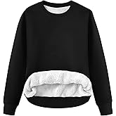 CUKOLSXA Women Fleece Lined Sherpa Sweatshirts Winter Crewneck Oversized Sweatshirt Solid Color Long Sleeve Plush Sweater