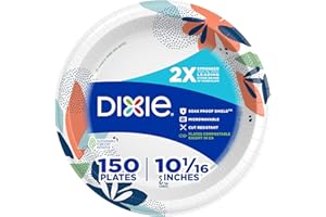Dixie Large Paper Plates, 10 Inch, 150 Count, 2X Stronger, Microwave-Safe, Soak-Proof, Cut Resistant, Disposable Plates for E