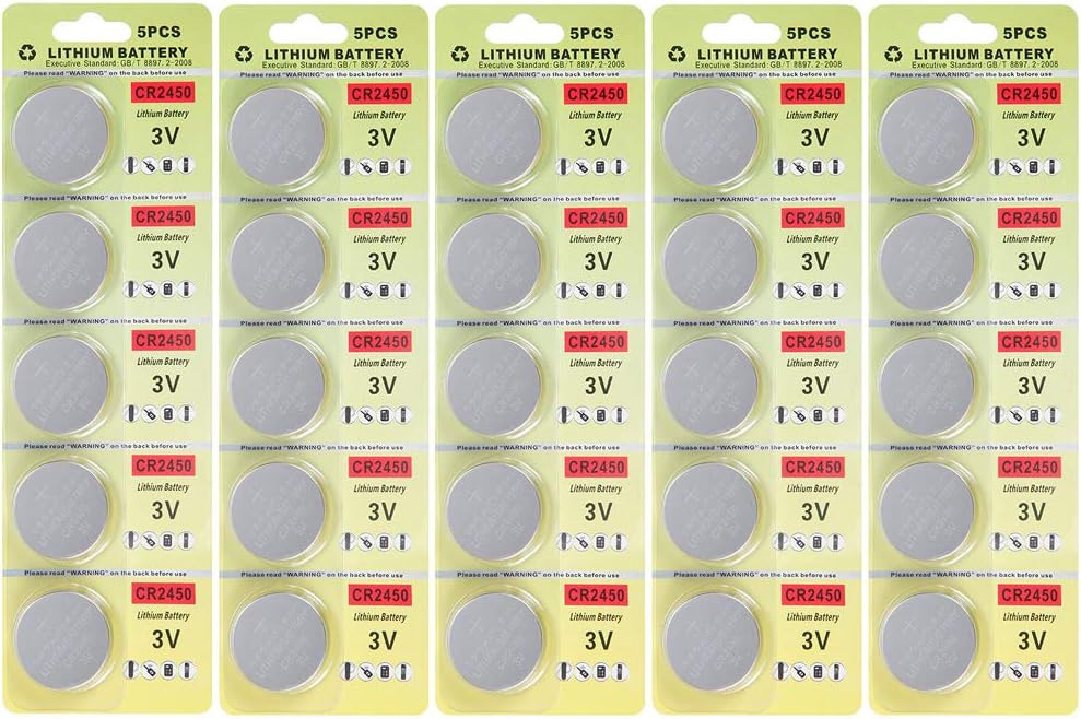 Fortune 25 Pack CR2450 Battery 3v Lithium CR 2450, Silver, CR2450(25pcs)