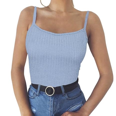TWIFER Damen Cami Tight Crop Top Rundhals T-Shirts Sport Dance Kurz Tank Tops Camisole