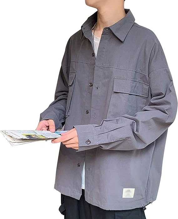 Amazon Libetter シャツジャケット メンズ 長袖 カジュアル 無地 シャツ コットン 秋 冬 ビッグシルエット おしゃれ シャツ 通販 Amazon Libetter シャツジャケット メンズ 長袖 カジュアル 無地 シャツ コットン 秋 冬 ビッグシルエット おしゃれ シャツ 通販