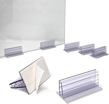 Amazon Com Large Adhesive Sneeze Guard Holder Stable Glass Stands To Fasten Acrylic Panels Plexiglass Sheets 3 16 To 1 4 Thick 3 L X 1 25 H 2 Pack Office Products
