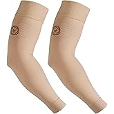NURCOM® Medical Compression Arm Sleeve for Men Women, 2 Pack, 20-30mmHg with Silicone Band for Lymphedema, Lipedema, Pain Relief, Edema, Swelling, Post Surgery Recovery, Beige S