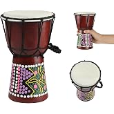 GOGHOST Mini Wood Djembe Drum African Drums 4.5'' x 8'', Painted | Handmade West African Mahogany Djembe with Goatskin Drumhead Hand Drum Musical Instruments for Beginners, (Colorful)