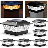 SIEDiNLAR Solar Post Cap Lights Outdoor 4 Modes 6 Pack, Black, Warm/White | Fence Post Lights with Dynamic Lighting, 12 LEDs for 4x4, 5x5 &amp; 6x6 Wood/Vinyl Posts, Deck, Fence, Patio, Garden &amp; Yard Decor