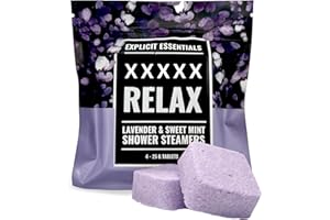 Explicit Essentials B Relax Shower Steamers | Lavender Mint Aromatherapy Shower Steamers for Relaxation & Stress Relief | Spa Shower Gift for Self-Care, Birthdays & Holidays