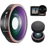 K&amp;F CONCEPT Wide-Angle Lens for DJI Osmo Action 5 Pro | Screw On 185&deg; Wider View Multi-Coated Optical Glass Camera Accessories for Osmo Action 4, JW03