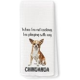 QZQE Funny Chihuahua Kitchen Towels, Chihuahua Gifts for Women Dish Tea Towels for Kitchen, Dog Lovers Mom Dad Gifts for Women Men, Gift for Pet Lovers Decorative Hand Towel 16x24 Inch