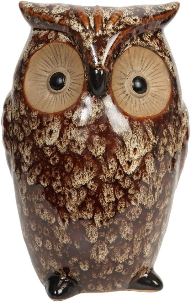 Hosley Ceramic Farmhouse Owl Vase, Ideal Gift for Weddings, House Warming, Home Office, Wonderful Accent Piece for Coffee Tables or Side Tables. P1
