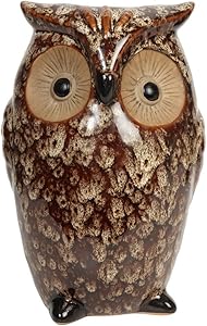 Hosley Ceramic Farmhouse Owl Vase, Ideal Gift for Weddings, House Warming, Home Office, Wonderful Accent Piece for Coffee Tables or Side Tables. P1