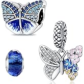 HappyStar 925 Sterling Silver Charms for Bracelets and Necklaces,Combination Dangle Pendants Beads Charms Jewelry Gift for Couples Sisters.（With Spacer Beads）