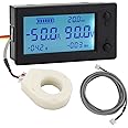 DROK Battery Monitor, Amp Volt Power Watt Meter DC 0-300V 200A STN LCD Display Panel Meter, Current Voltage Energy Capacity Ammeter Voltmeter Multimeter Gauge with Hall Sensor, 2.5m Shielde