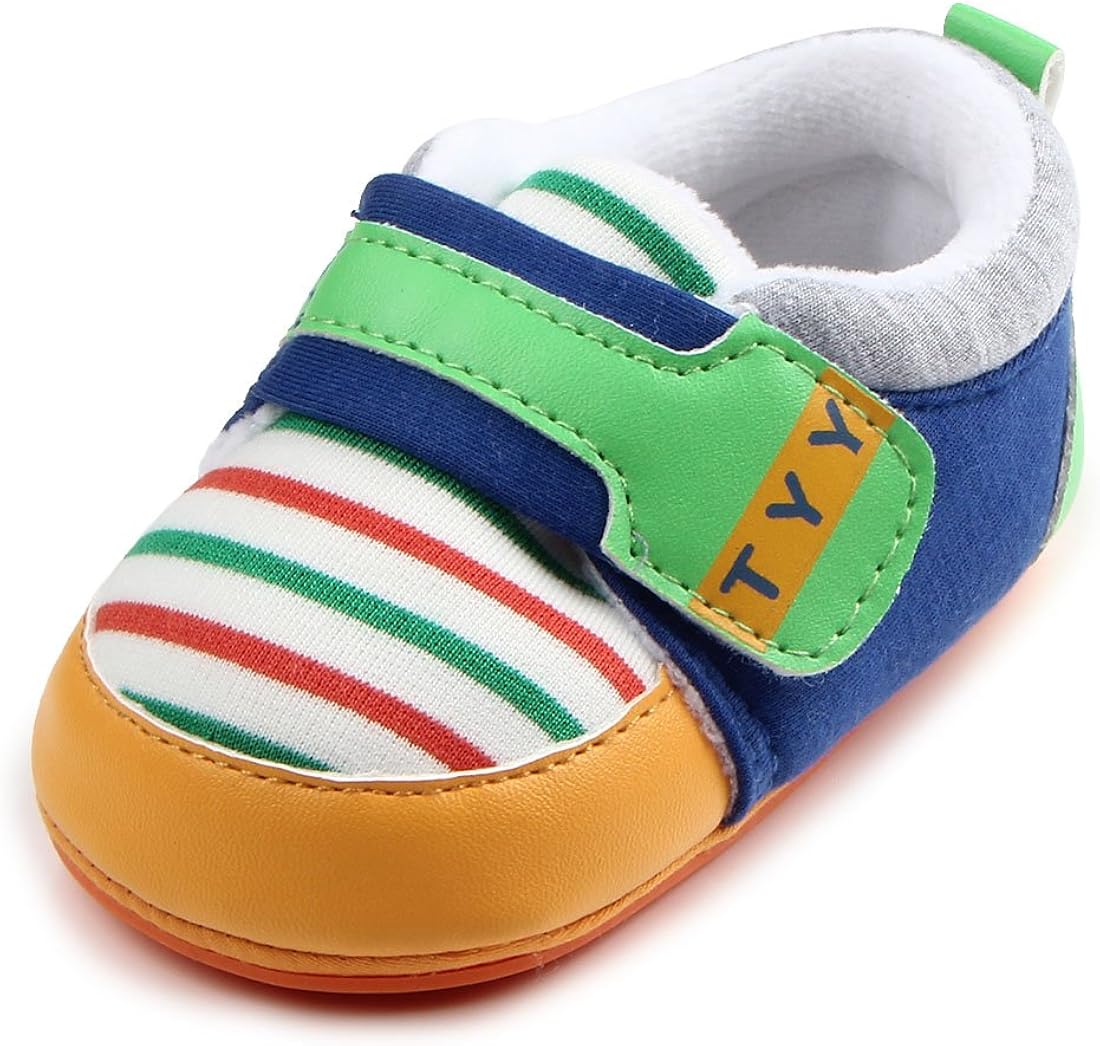 Stripes Baby Canvas Sneakers Hard Sole Antislip Infant Walking Shoes