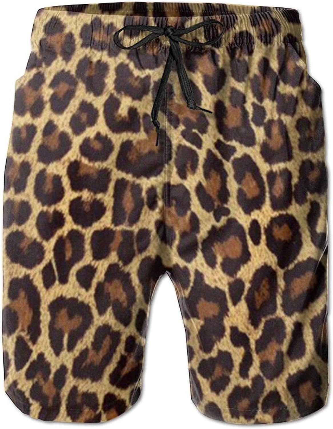 Leopard Print Men Shorts 100 Polyester Elastic Durable Not Fade Beach