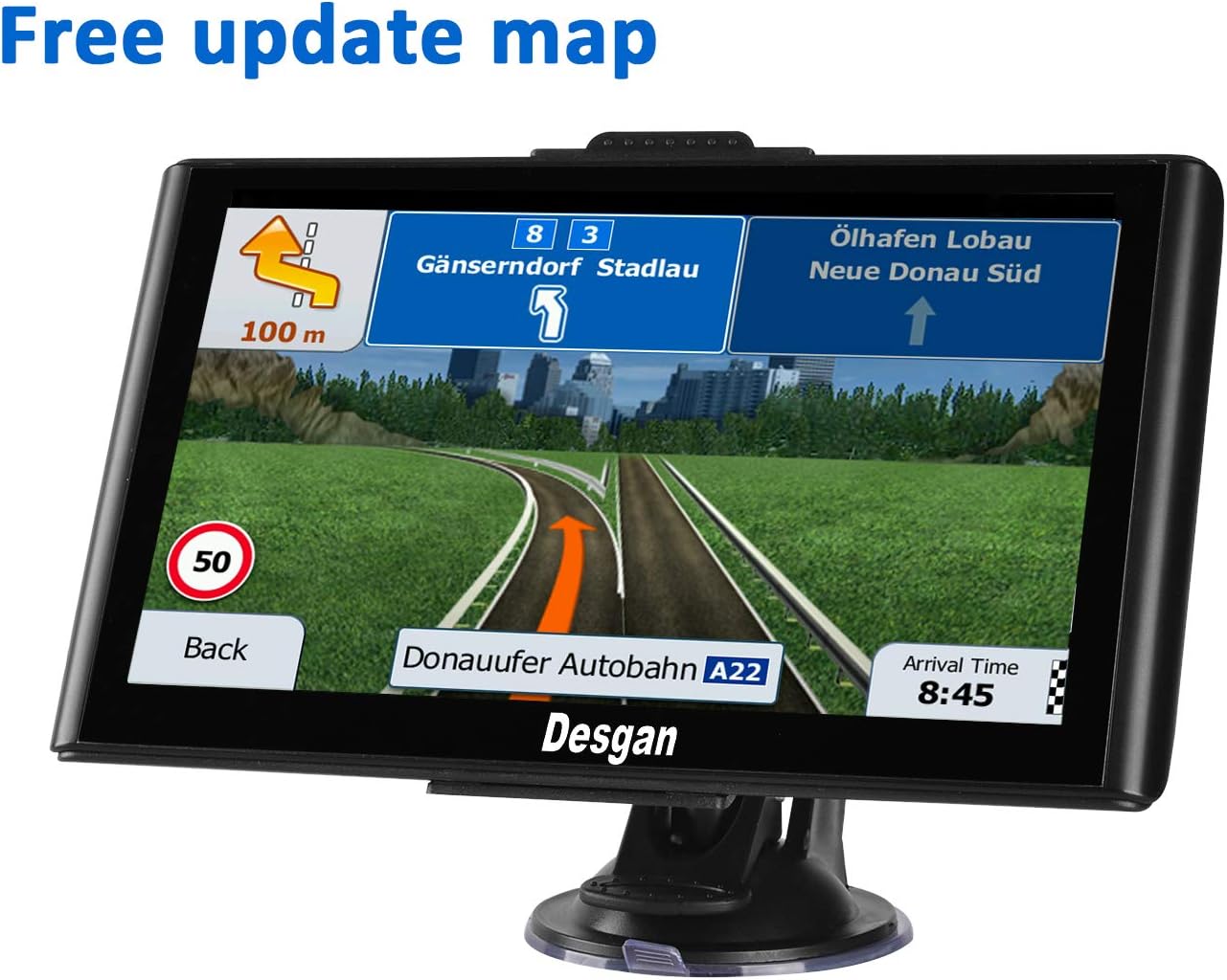 SAT NAV 7 inch 8G+2019 UK Europe (Pre-Installed) + Free Lifetime Map Update, Voice Navigation, Driving Alert and POL Lane Assist