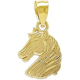Gold Horse Head Charm Pendant - 10 Karat Gold - Horse Jewelry - Stallion Pendant Necklace - Animal Pendant Charm