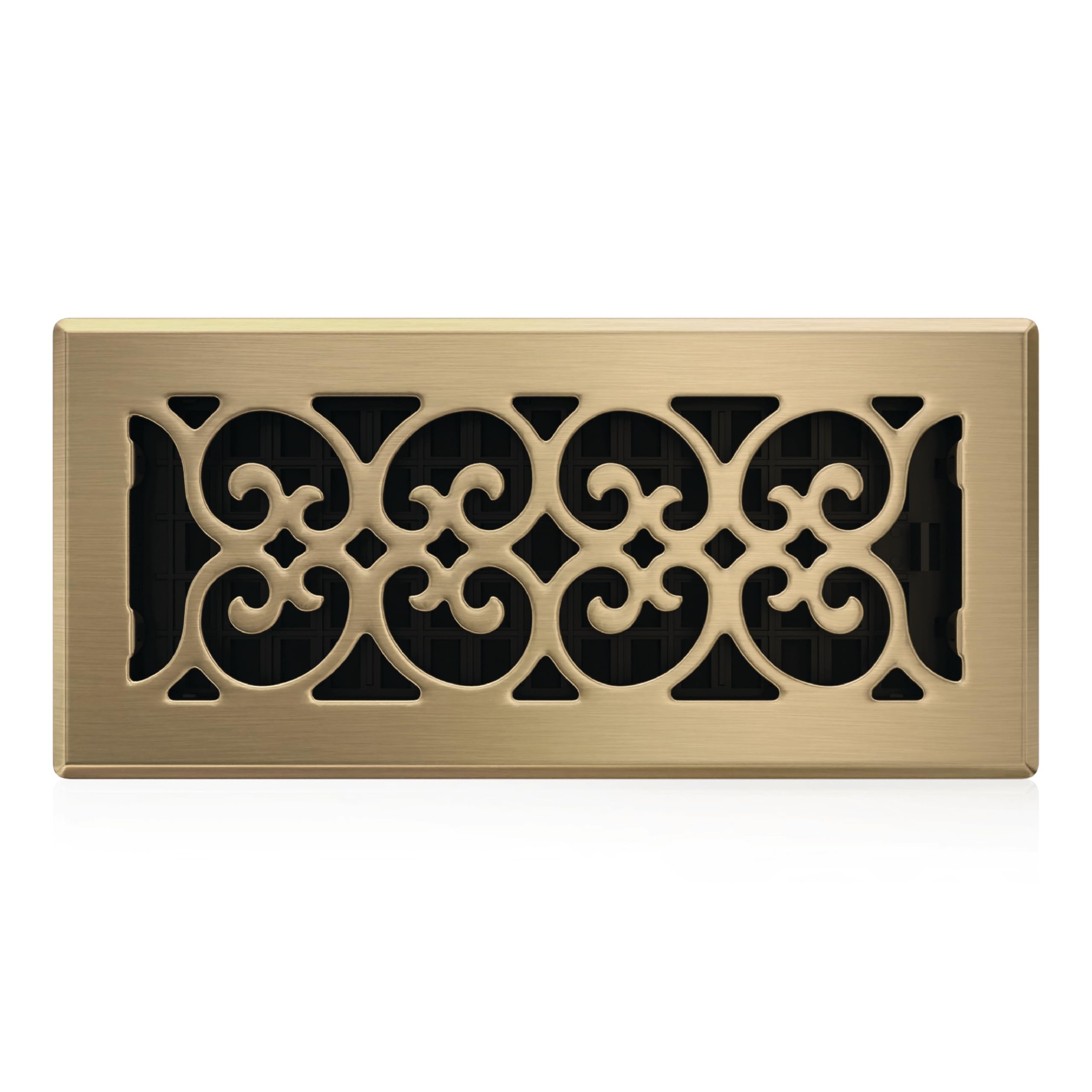 Decor Grates SPH410-A Scroll Floor Register, Antique Brass Finish, 4x10 Inches