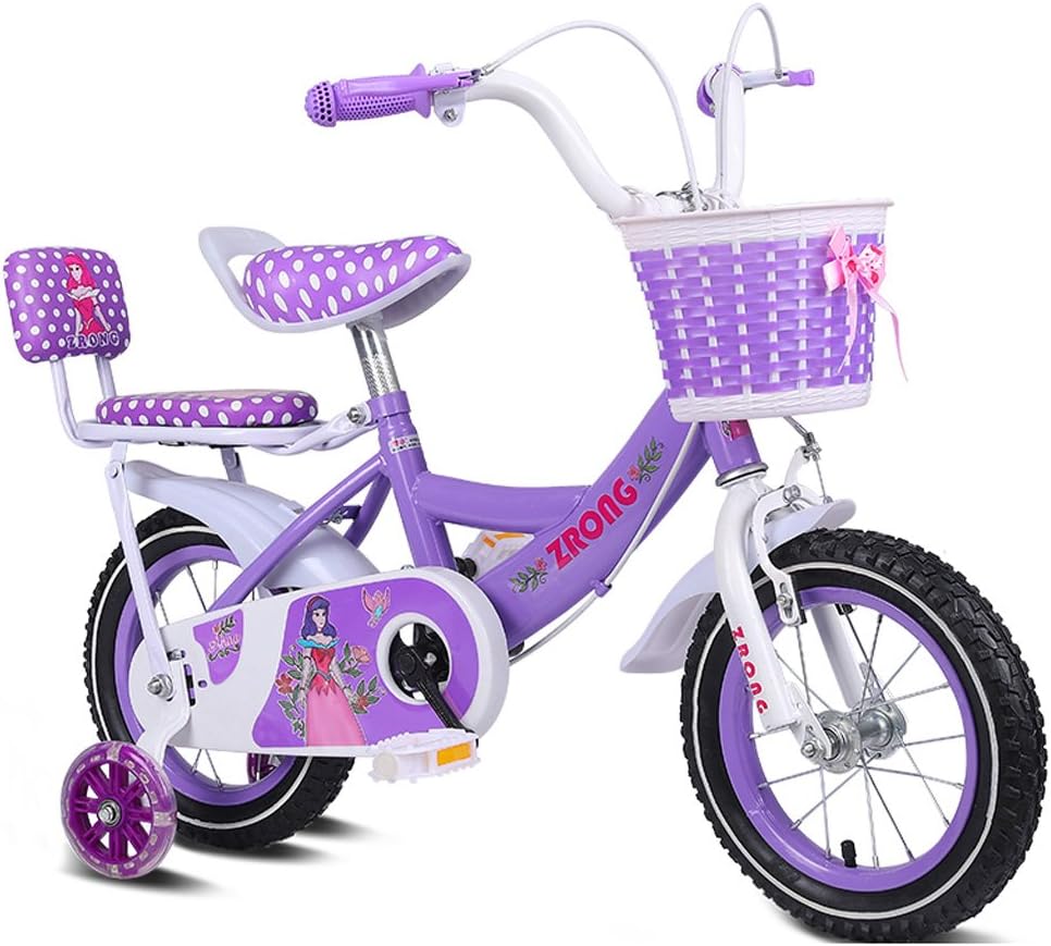 TLMYDD Children's Bicycles 16-inch Girls Bikes 4-7 Years Old Baby Carriages High-carbon Steel Bikes, Pink/purple/blue (Color : Purple)