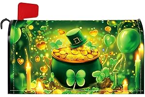 Rchovsam St Patricks Day Magnetic Mailbox Cover Standard Size Spring Mailbox Cover Magnetic Green Balloons Gold Coins Mailbox Post Cover Decor Waterproof Mailbox Wraps for Garden Decor 18x21 Inch