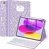 Supveco Keyboard Case for iPad (A16) 11th/10th Generation 11&10.9 Inch with Pencil Holder,7 Colors Backlit Wireless Detachable Folio Keyboard Cover for iPad 11th/10th Gen 2025/2022-Lilac