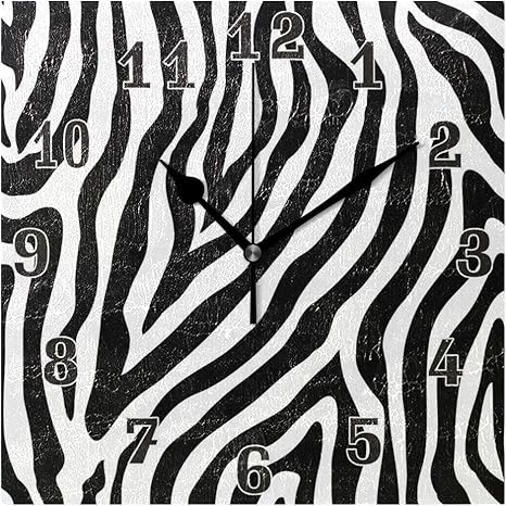 Amazon Com Wxlife Animal Zebra Print Stripe Square Acrylic Wall Clock Silent Non Ticking Art Painting For Kids Bedroom Living Room Office School Home Decor Home Kitchen