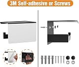 HITSLAM Matte Black Toilet Roll Holder with Phone Shelf, SUS 304 Steel view 2