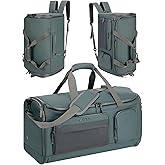 Large 3 In 1 Waterproof Garment Duffle Bags for Travel with Shoe Compartment, Mens Carry On Convertible Garment Bags for Travel Combo with Wet Compartment, Suit Bag Travel for Men and Women (green)