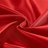 Entisn Red Satin Fabric by The Yard, Silky Fabric 60 Inch Charmeuse Satin Fabric, Soft Cloth Fabric for Wedding Decor, DIY Cr