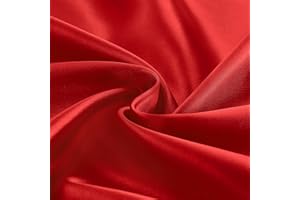 Entisn Red Satin Fabric by The Yard, Silky Fabric 60 Inch Charmeuse Satin Fabric, Soft Cloth Fabric for Wedding Decor, DIY Crafts, Napkins, Bridal Dress, Sewing(1 Yard)