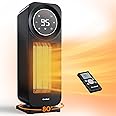 Givebest Touch Panel Space Heaters for Indoor Use, 1500W Fast Heating Electric Heater with Remote, 5 Modes, Quiet and Night Light, Thermostat Control, Ideal for Bedroom, Office