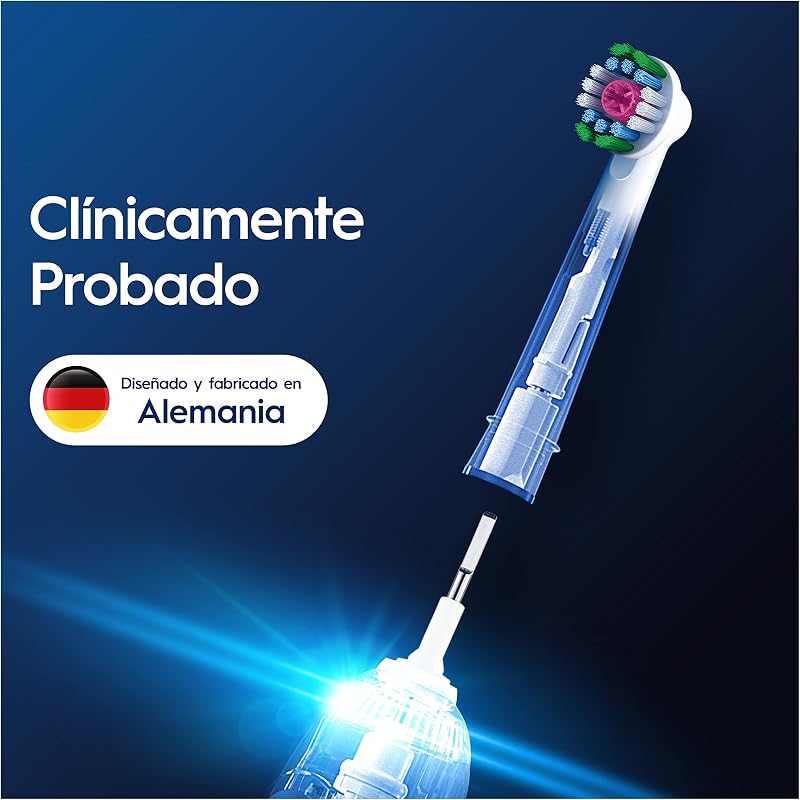 Cabeças 3D Brancas Originais de Substituição, Branco, Pack de 10 - Recargas para escova elétrica Oral B Pro, com copo de polimento para remover manchas superficiais, efeito de branqueamento