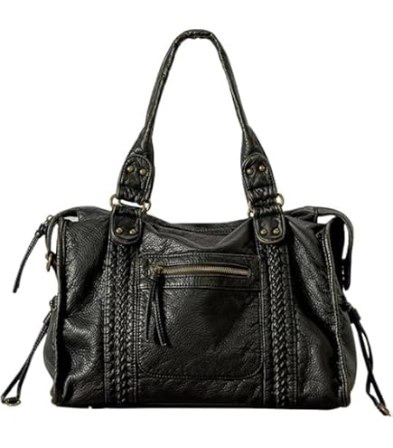 JOLLQUE Rivet Crossbody City Bag for Women,Large Retro Washed
