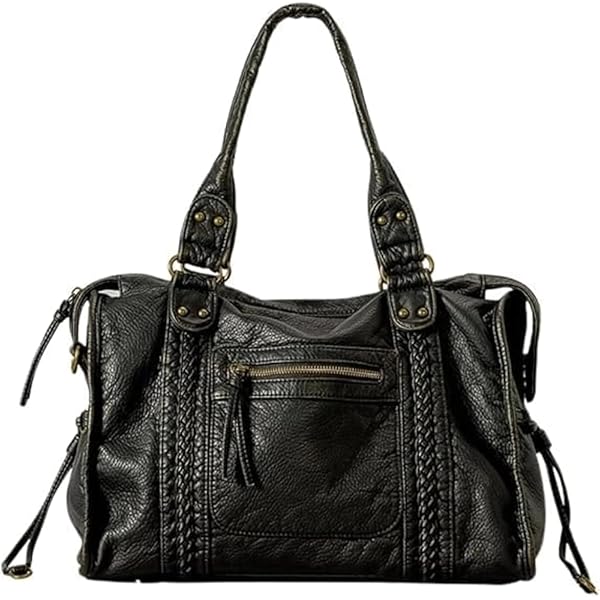 JOLLQUE Rivet Crossbody City Bag for Women,Large Retro Washed