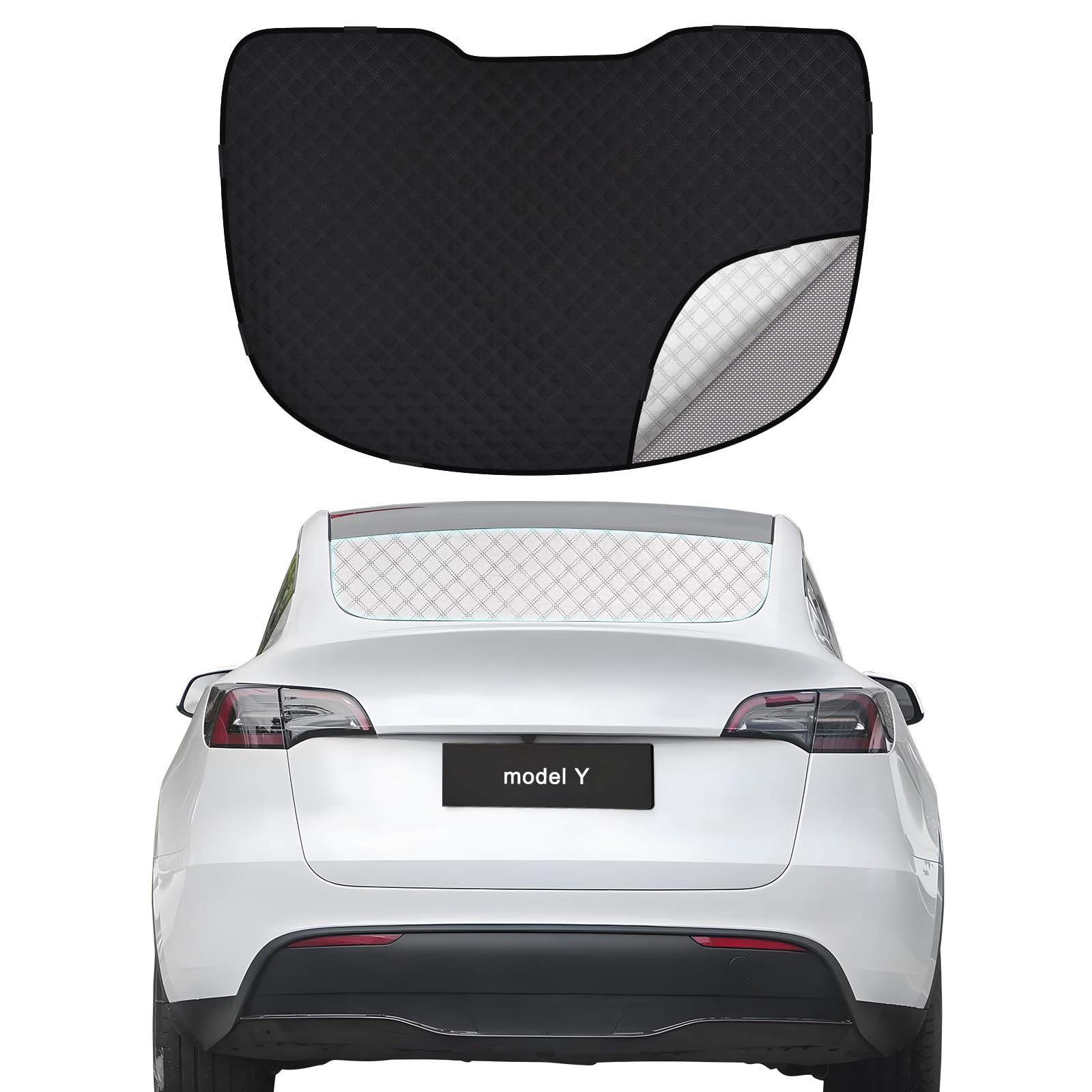 Photo 1 of ZATOOTO Rear Windshield Sunshade for 2019-2024 Tesla Model Y Rear Windshield Sunshield Double Layer Design for Sunshade and Privacy Offer Great Visibility Sun Blocker Back Window Sun Shade for Model Y
