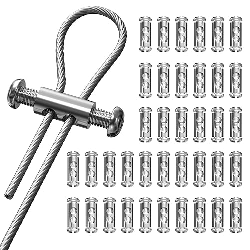 Lustaled 50Pack Reusable Wire Rope Cable Clamp, M4 Double Hole with ...