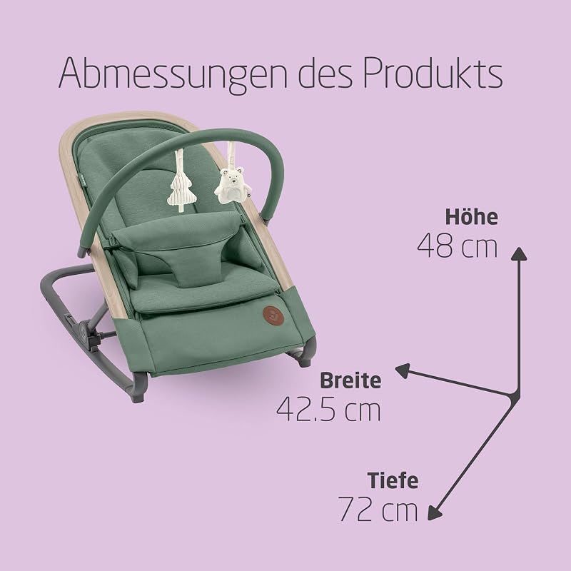 Kori 2-in-1-Babywippe mit Spielzeugbogen, 0–2 Jahre, bis zu 15 kg, Easy-in-Gurt, leicht und kompakt, Eco Care, Beyond Green