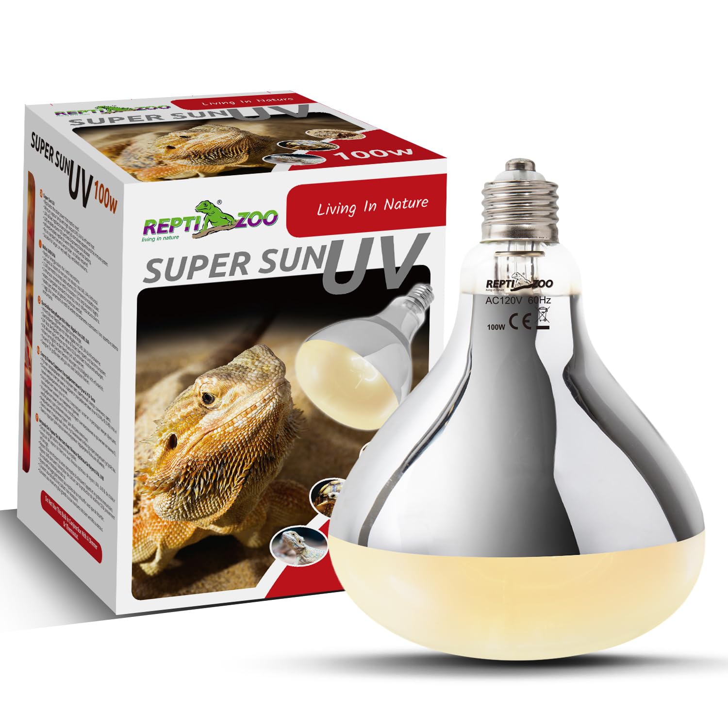 Photo 1 of REPTI ZOO 100W Reptile Heat Lamp UVA UVB Reptile Light, Full Spectrum Self-Ballasted Vapor Basking Sunlight Bulb for Reptile and Amphibian Use E26
