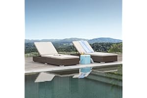 CAELUM Modern Wicker Lounge Chairs for Outside, 2 Pieces Patio Outdoor Chaise Lounge, 5 Level Tilt Position Backrest Adjustable Recliners for Pool Garden Backyard, Durable Aluminum Frame, Set of 2, Brown