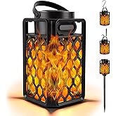 Outdoor Bluetooth Speaker with Flame Atmosphere, Waterproof Wireless Speaker with Wall Mount/Stake/Hook, Led Torch Lantern, Camping Patio Accessories, 10W Stereo Sound, Gifts for Men, Women, Dad