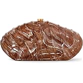 Acrylic Clutch Purse for Women Evening Bag, Irregular Shell Acrylic Purse Box Clutch with Chain for Party Wedding Prom