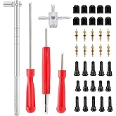 ZHSMS Valve Stem Puller Installer Tool, 5Pcs TR412, 5Pcs TR413, 5Pcs TR414 Tire Snap in Short Rubber Valve Stem, 4 Way Valve Core Remover, Single Head Tire Valve Core Remover Installer Tool(40Pcs)
