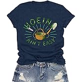 LuxLass Garden Shirts for Women Plant Lover Gardener T-Shirt Hoein Ain't Easy Tee Tops