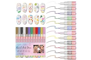 Linyuant 12 Colors Nail Art Pens Set, 2026 New 3D Nail Polish Pens, Paint Nail Drawing Liner Graffiti Dotting Nail Art Pen Kit Tools Nails Art Markers for Painting Point Liner DIY, Quick Dry