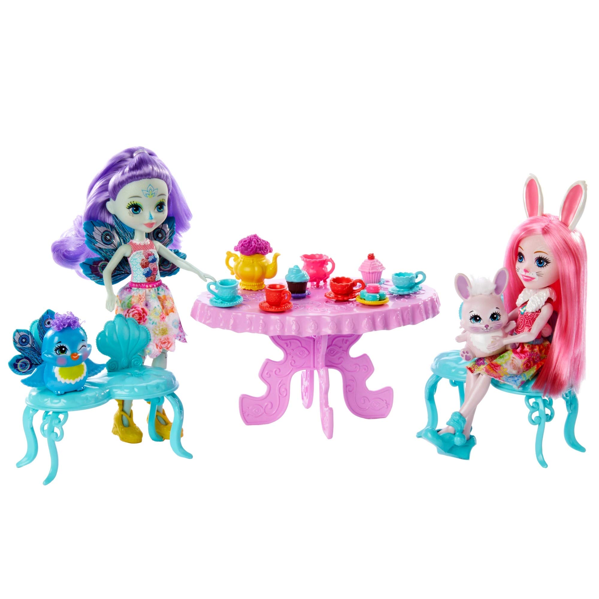 Enchantimals GLD41 Tasty Tea Party PLAYSET with BREE Bunny & Patter Peacock Dolls
