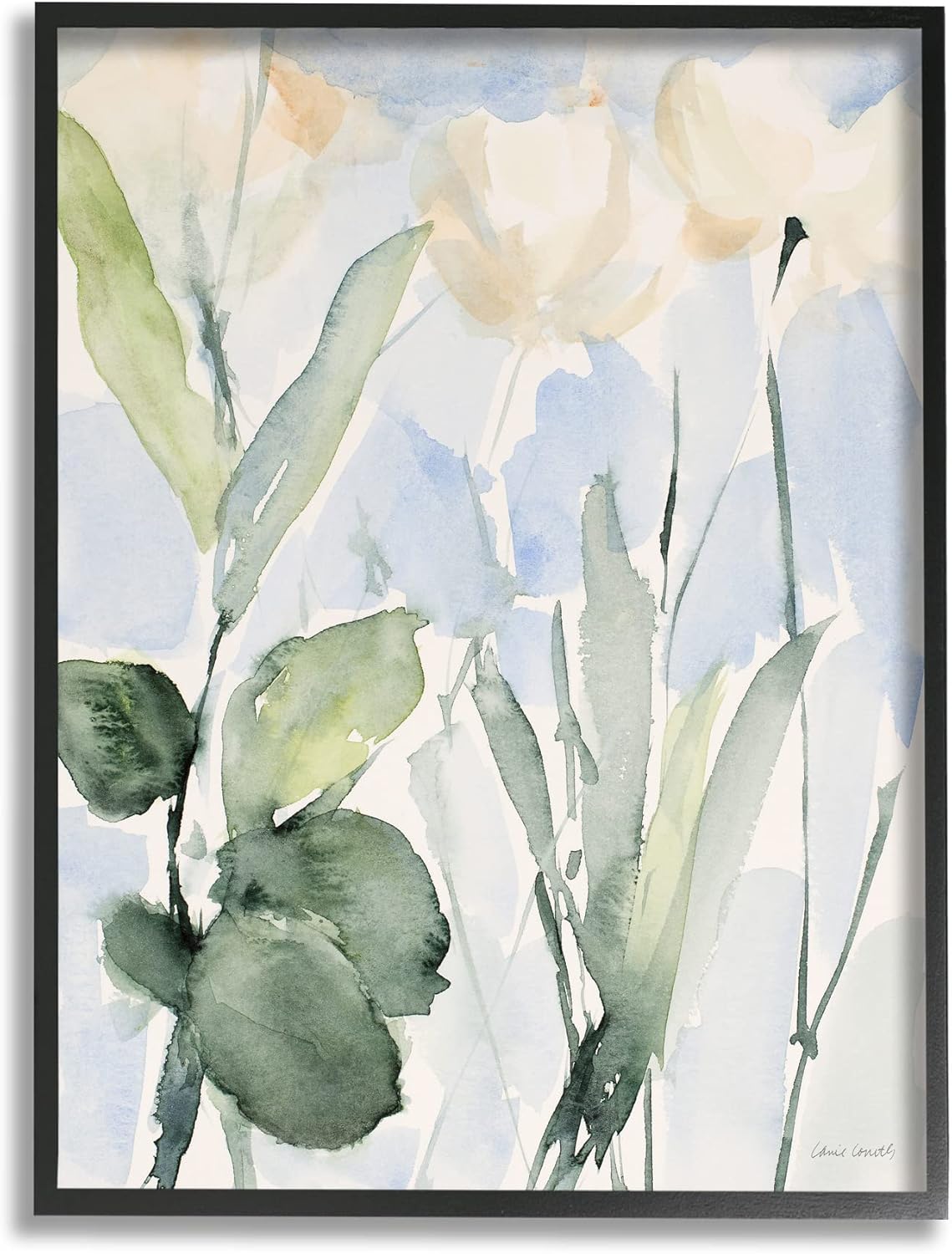 Paintings - Stupell Industries Abstract White Flowers Leaves Watercolor Effect Brushstrokes, Design by Lanie Loreth