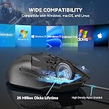 TECKNET Wired Gaming Mouse 8000 DPI 6 Programmable Buttons RGB Backlit view 6