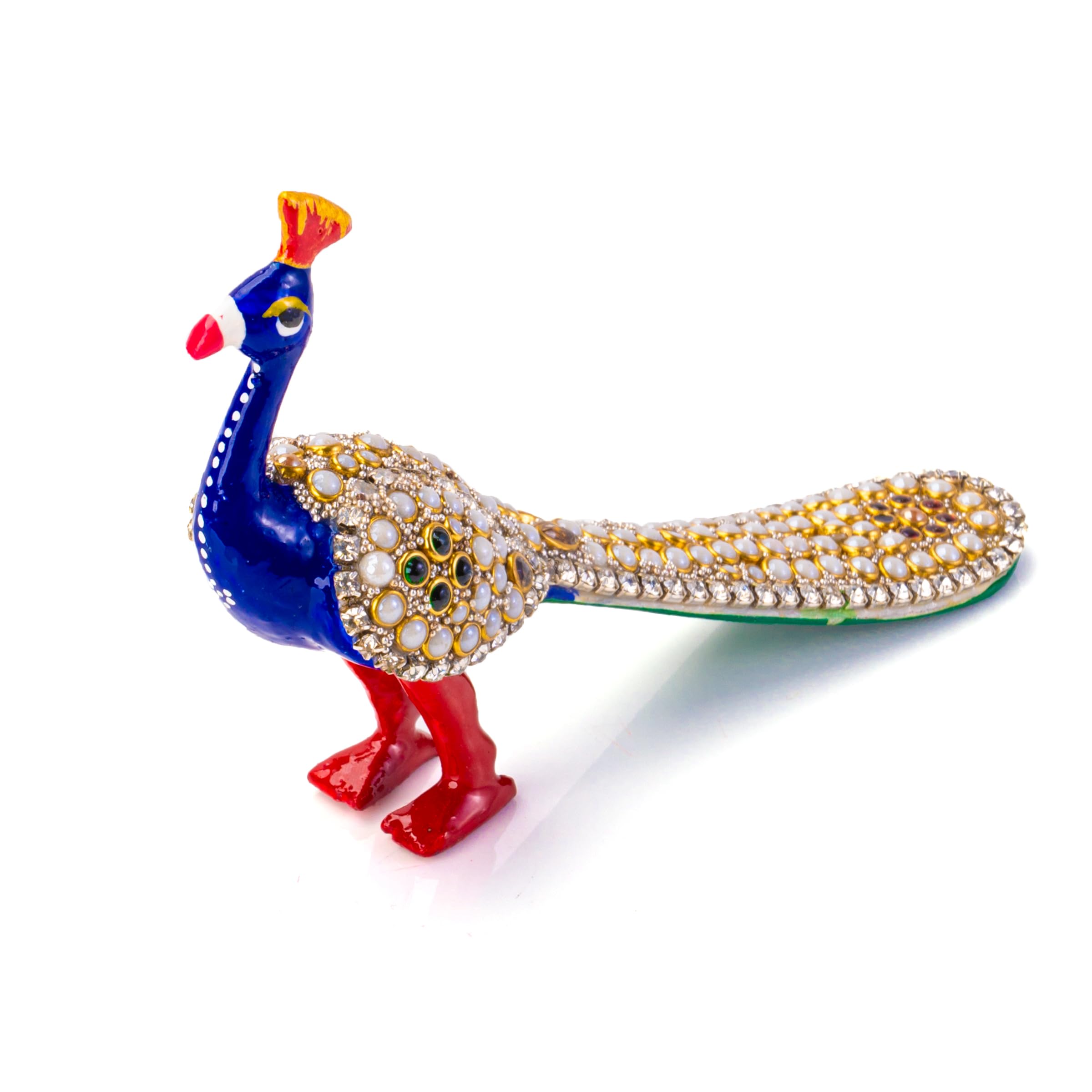Tarini Gallery Minakari Traditional Indian Festive Décor Statue Sculpture Figurine Decoration for Home Office Party and Gifting (Blue studded Peacock)
