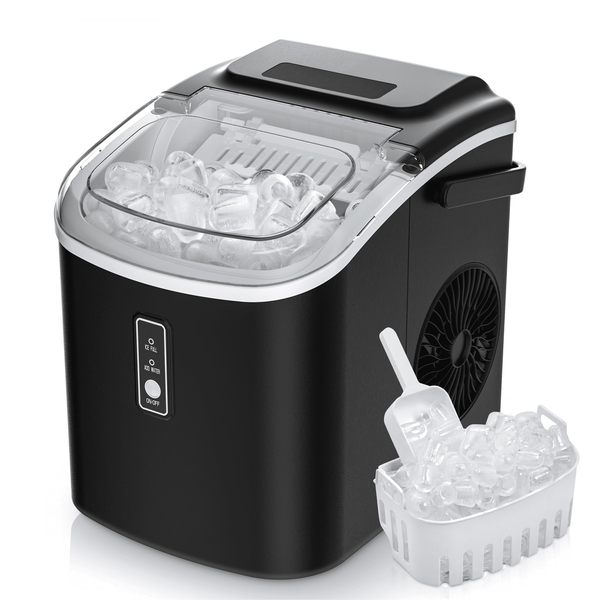 22 lbs/24H Countertop Ice Maker Machine, 9 Bullet-Shaped Ice in 6 Min, Auto-Cleaning